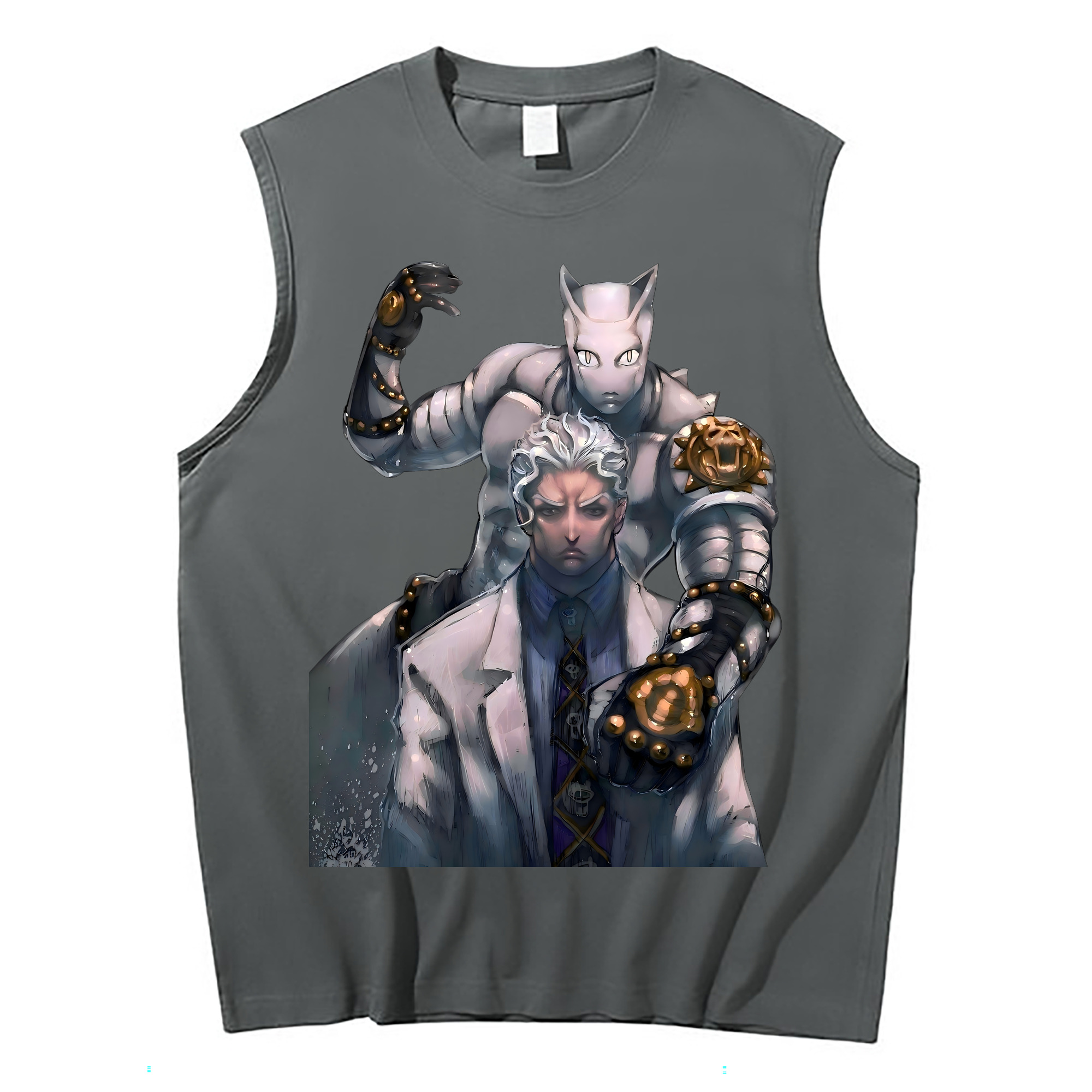 （画像用） ジョジョの奇妙な冒険 きら よしかげ JoJo's Bizarre Adventure Kira Yoshikage コットン100％タンクトップ（フロントプリント）